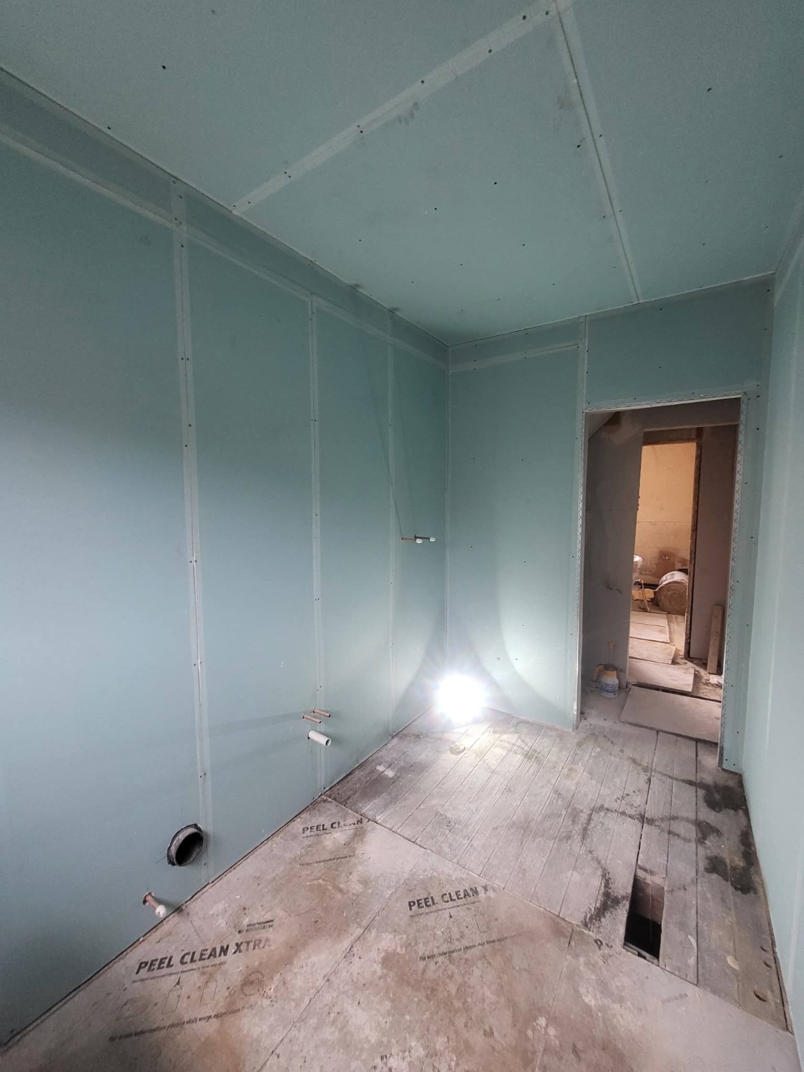 Plasterboard room from doorway