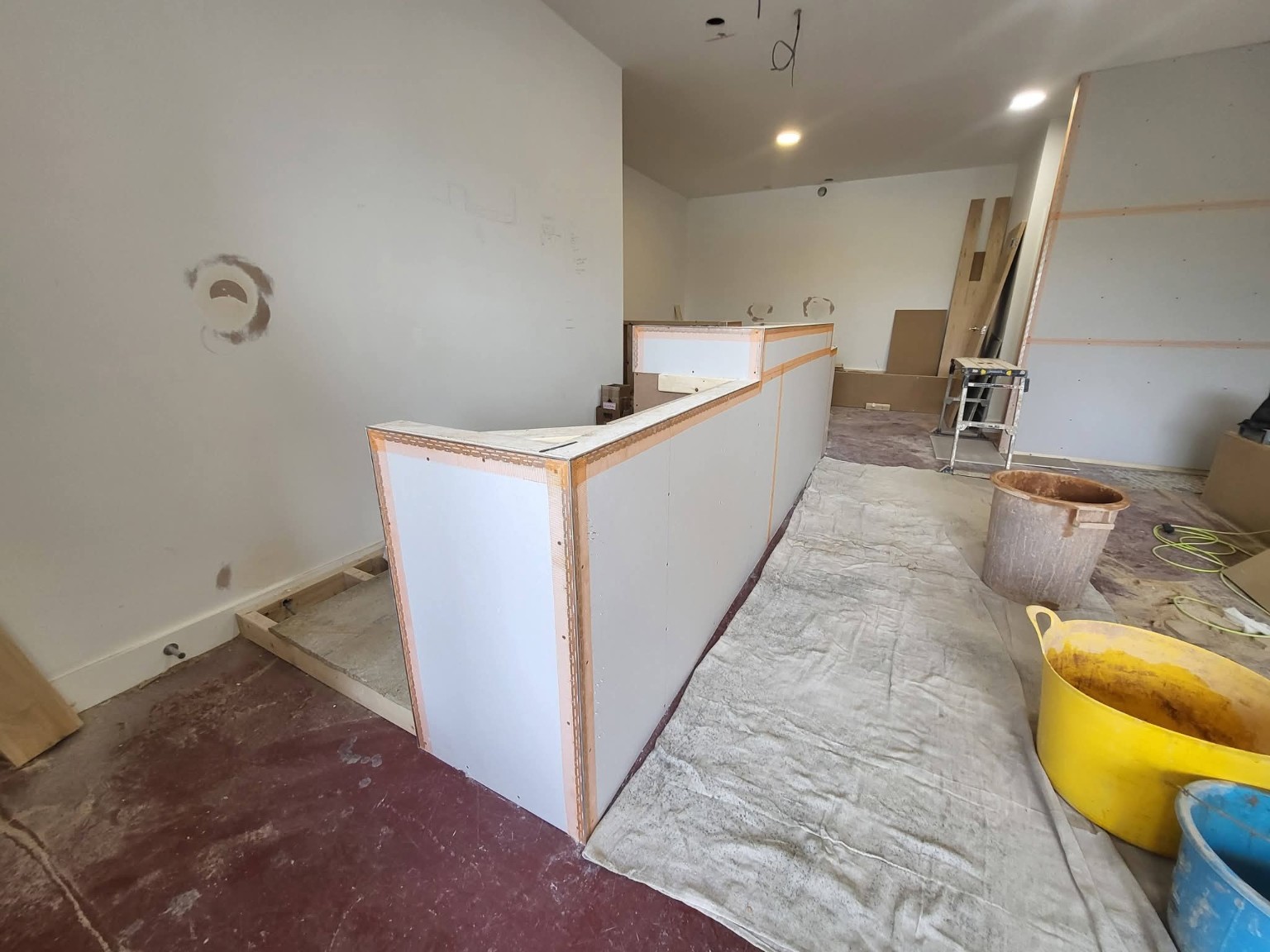 Curved counter boarded