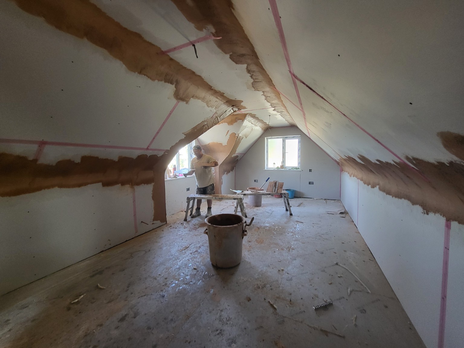 Curved plastering work in progress