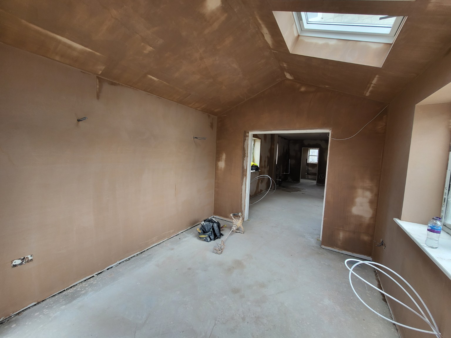 Fresh plaster around rooflights