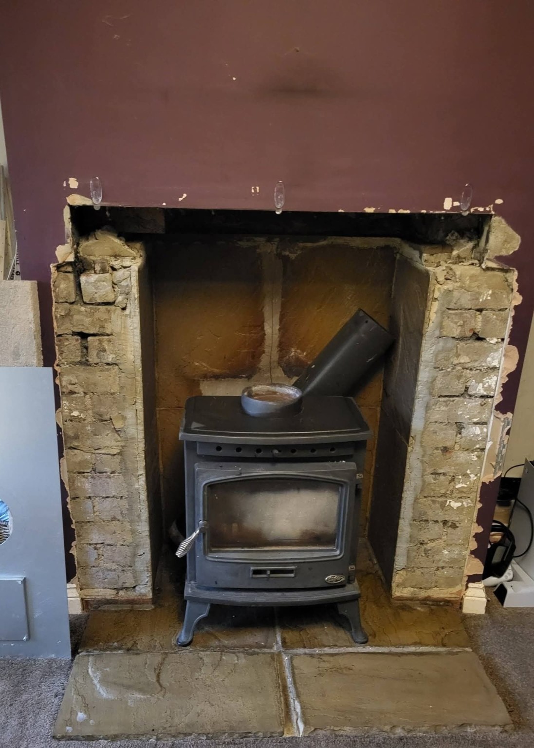 Fireplace before work
