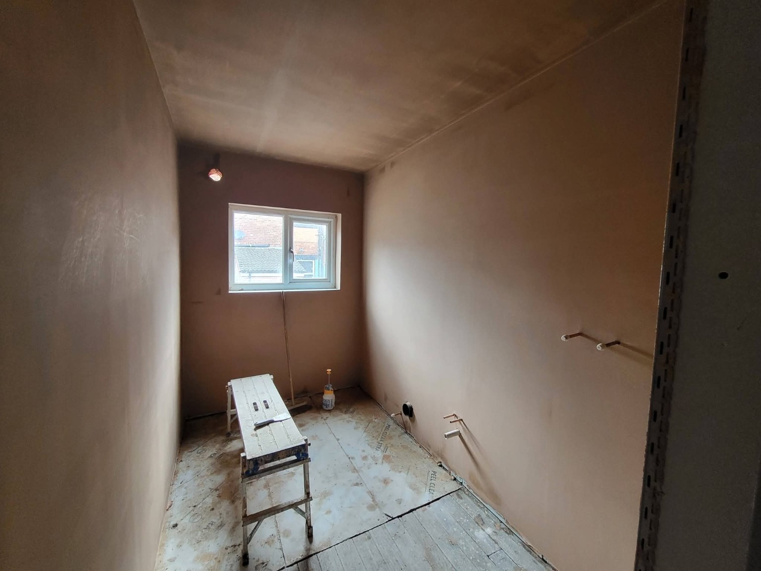 Fresh plastered room finish